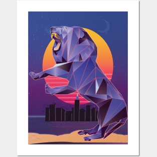 80s Retro Lion Low Poly Posters and Art